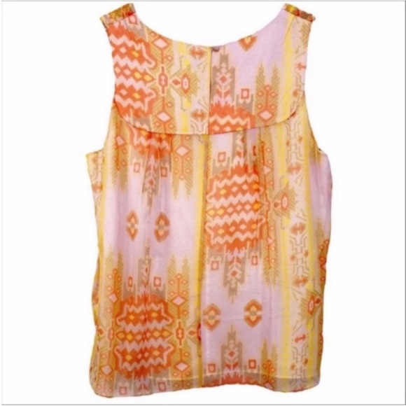 PASAMETES silk aztec sleeveless blouse top M - Picture 6 of 11